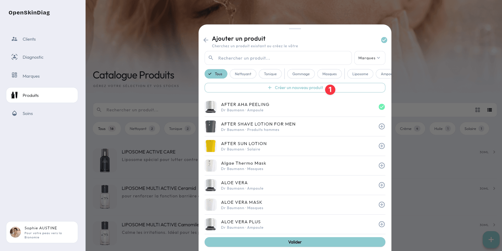 Fenêtre Ajouter un produit : 1 Créer un nouveau produit